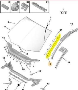 ÖN CAM YAN KENAR ÇITA BAKALİT SOL CITROEN C5 III 2009- 8120Y9