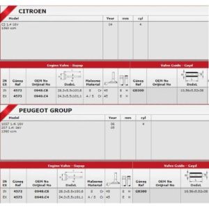SUBAP GAYD TAKIMI206-207-307-C2-C3-C4 ET3J4 1.4 16V 0949C4-0948C8