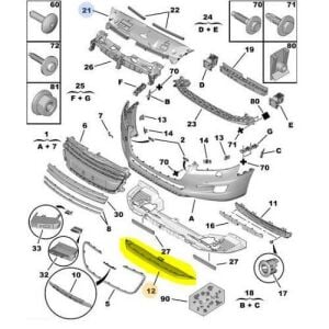 ÖN TAMPON ALT SPOYLER BAKALİT PEUGEOT 508 2010-2019 7416Z6