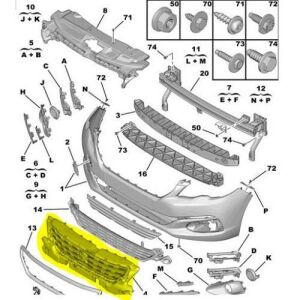 ÖN TAMPON IZGARASI PEUGEOT 301 2017- 9816027280