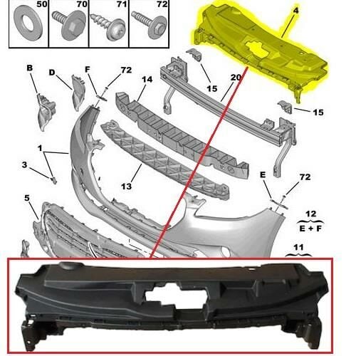 ÖN TAMPON PANEL ÜST KİLİT PLASTİK 301 2012-2017 9676954580