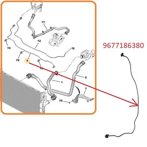 YEDEK SU DEPO HORTUMU (İNCE-ALT) 308 2013- 3008-5008-508-408-RIFTER-BERLINGO-C5X-C5 AIRCROSS-C4 PICASSO-C4 SPACETOURER (B78) 1.5HDI-1.6 THP 16V 2016- 9677186380