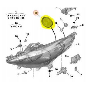 FAR AMPUL ARKA KAPAK PEUGEOT 207 2004- CAP: 12,5CM
