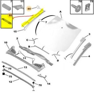 ÖN CAM YAN ÇITA KLİSİ (TUTUCU) PEUGEOT 308 2009-2013 407 2004- 8123.89