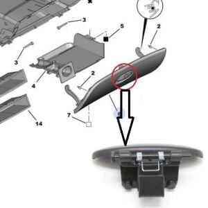 TORPİDO KAPAK ACMA MANDALI YAYLI PEUGEOT 206 1997- 8218C8-8218Q2-8214RL