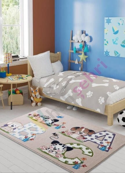 Confetti Abc Açık Bej Çocuk Halısı Yumuşak Yıkabilir