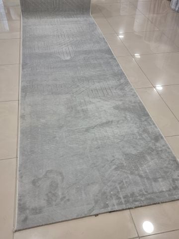Yağmurser Düz Gri Yıkanabilir Halı Kaymaz Taban
