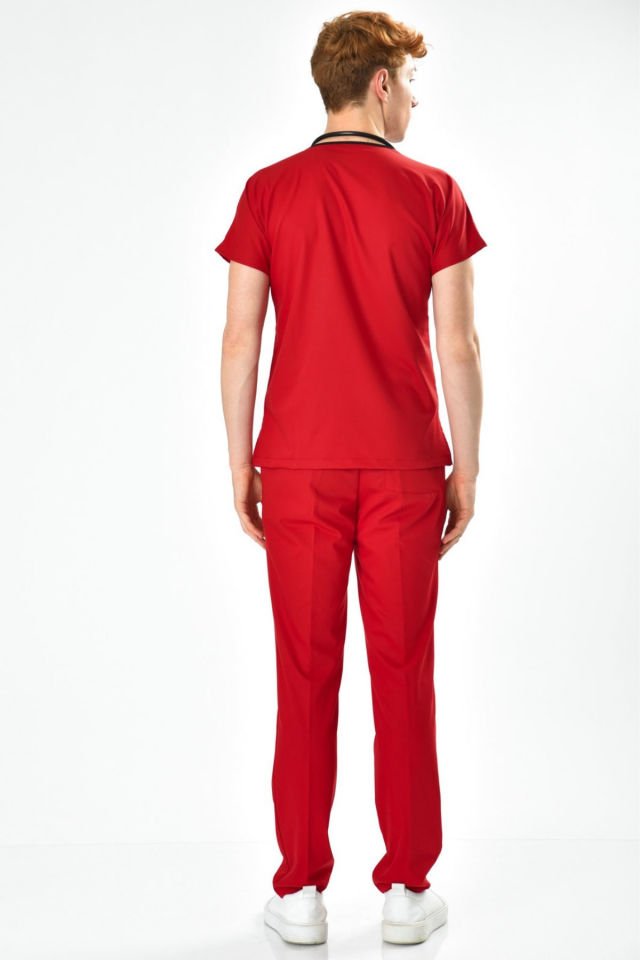 Likralı Kırmızı Cerrahi Forma Takım