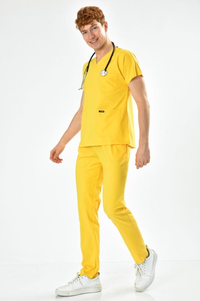 Likralı Sarı Cerrahi Forma Takım