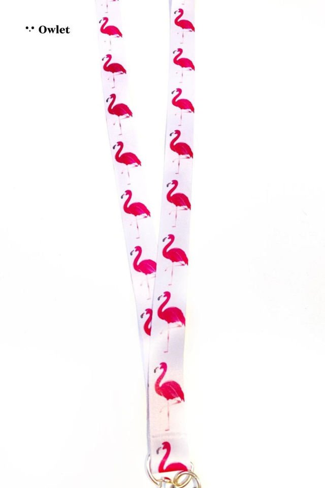 Flamingo Desenli Pembe Boyun Askı İpi