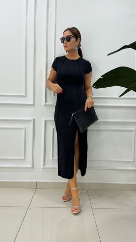Elton Kadın Siyah Yırtmaçlı Elbise