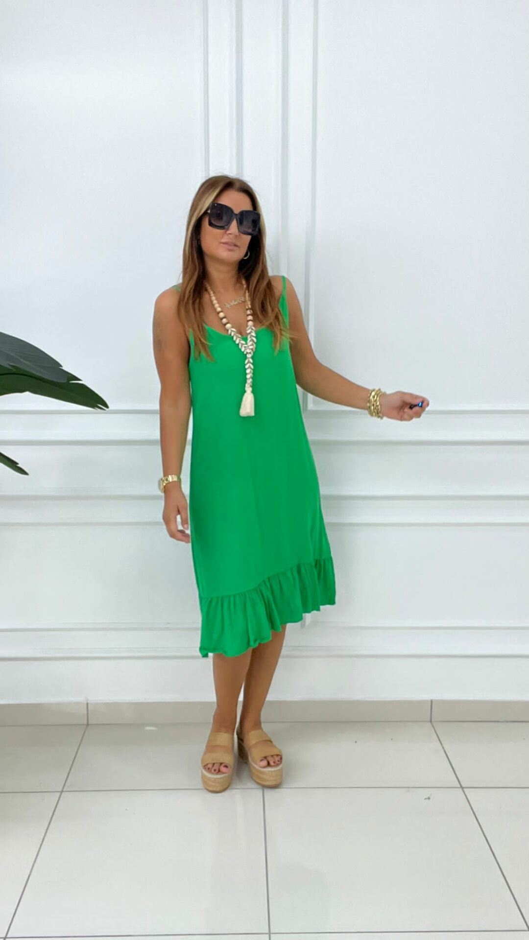 Jelani Kadın Yeşil Midi Elbise