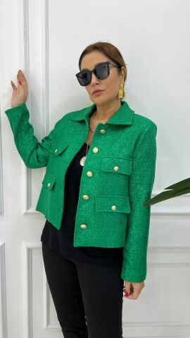 Moli Kadın Yeşil Simli Ceket