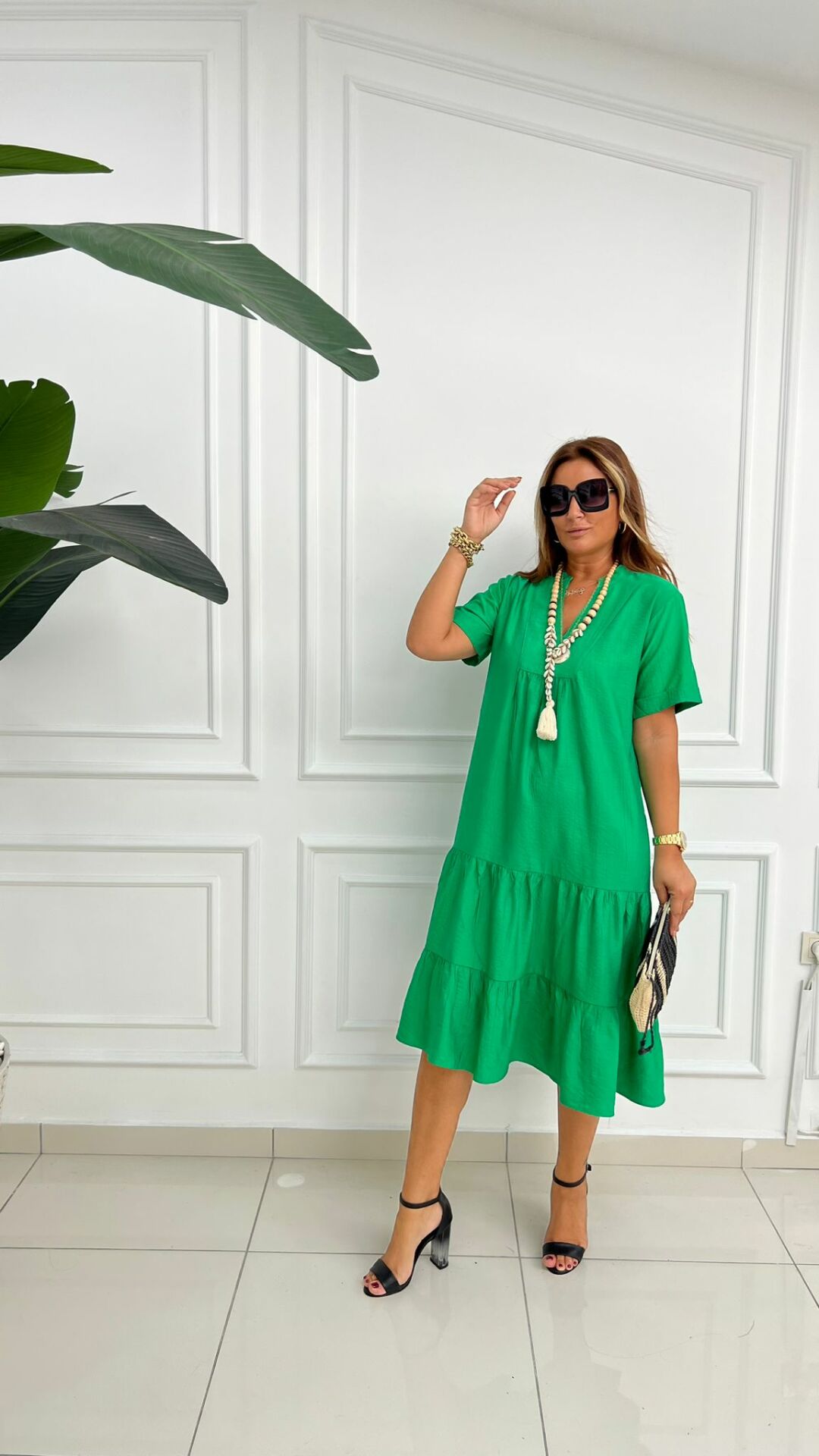 Winfa Kadın Çimen Yeşil Elbise