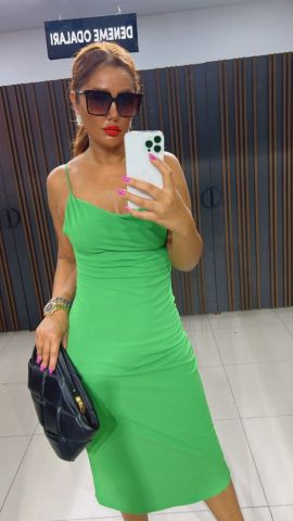 Lali Kadın Degajeli Yeşil Elbise