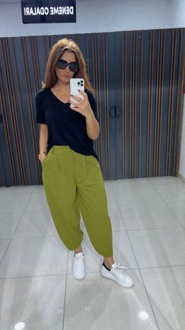 Velva Kadın Yağ Yeşili Şalvar Pantolon
