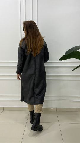 Ruse Kadın Kürklü Siyah Palto