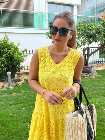 Maika Kadın Sarı Fisto Elbise