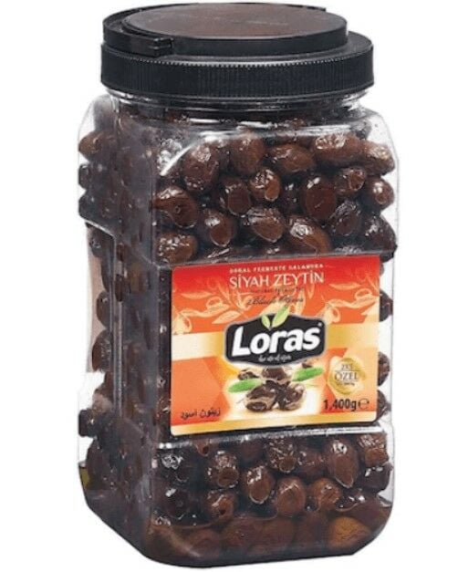 Loras Doğal Fermente Siyah Zeytin 351-381 1400 Gr