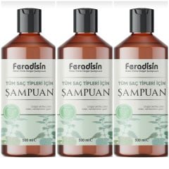 Feradisin Tüm Saç Tipleri İçin Bitkisel Şampuan 500ml * 3lü Set
