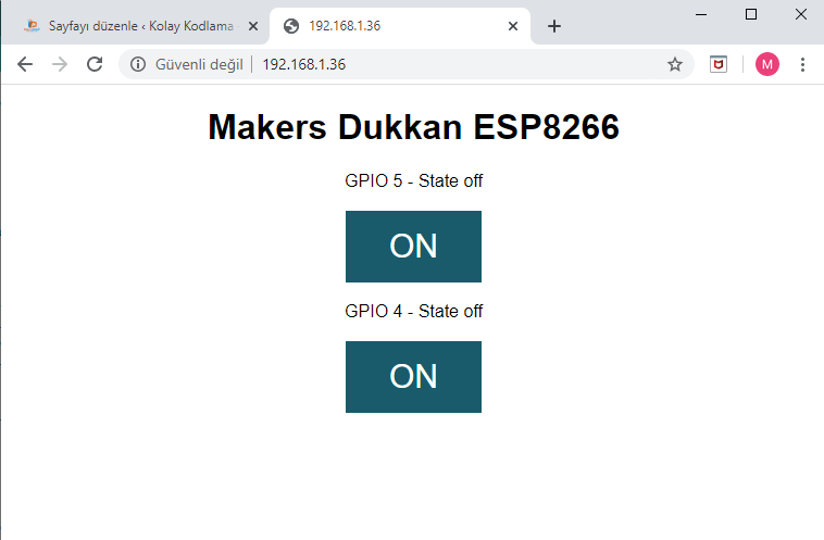 ESP8266 Web Server LED yak-söndür