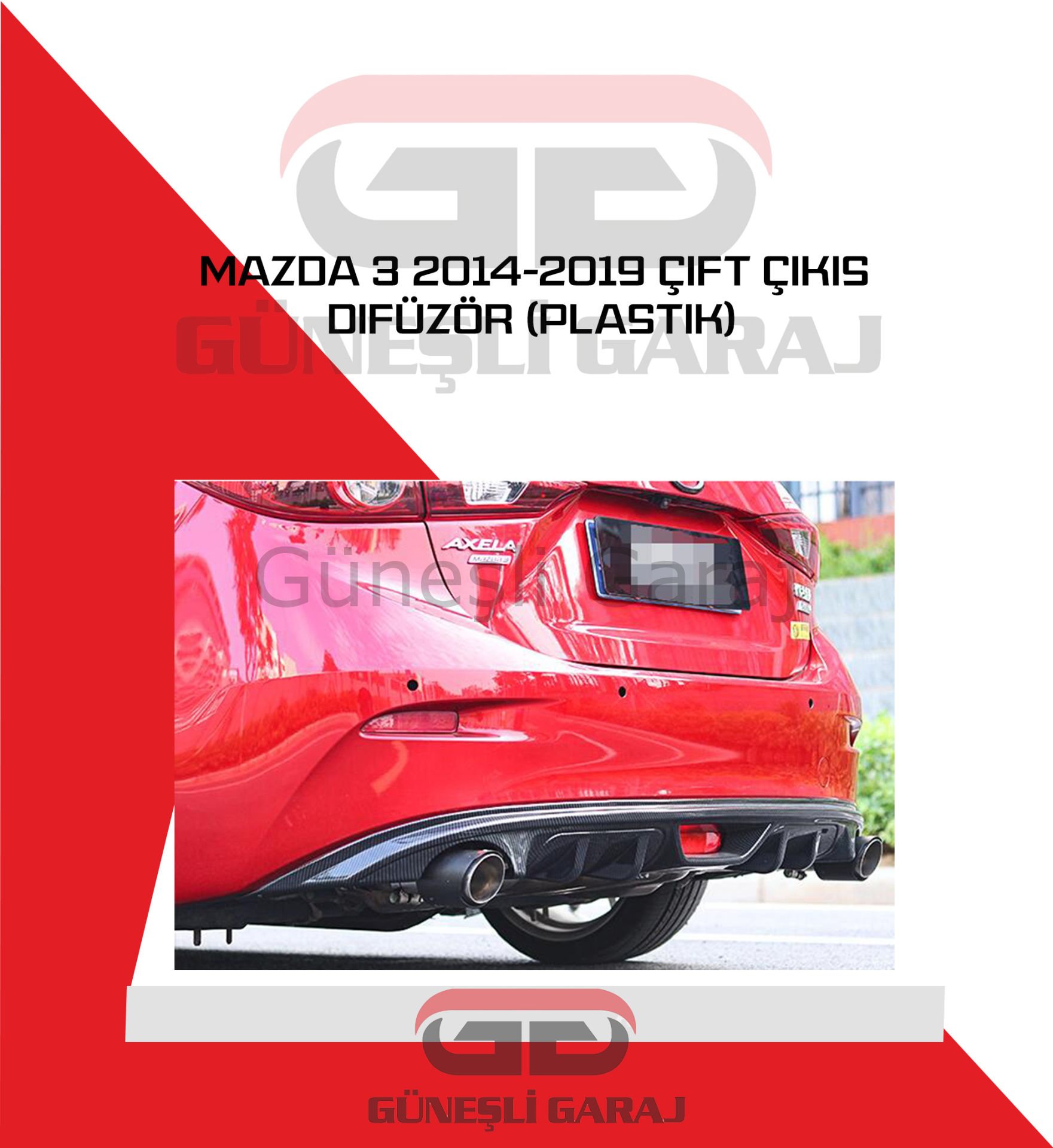 Mazda 3 2014-2019 Çift Çıkış Difüzör (Plastik)
