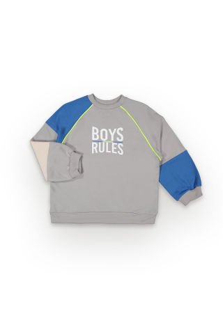 Tuffy Boys Rules Baskılı Erkek Çocuk Sweatshirt-7121