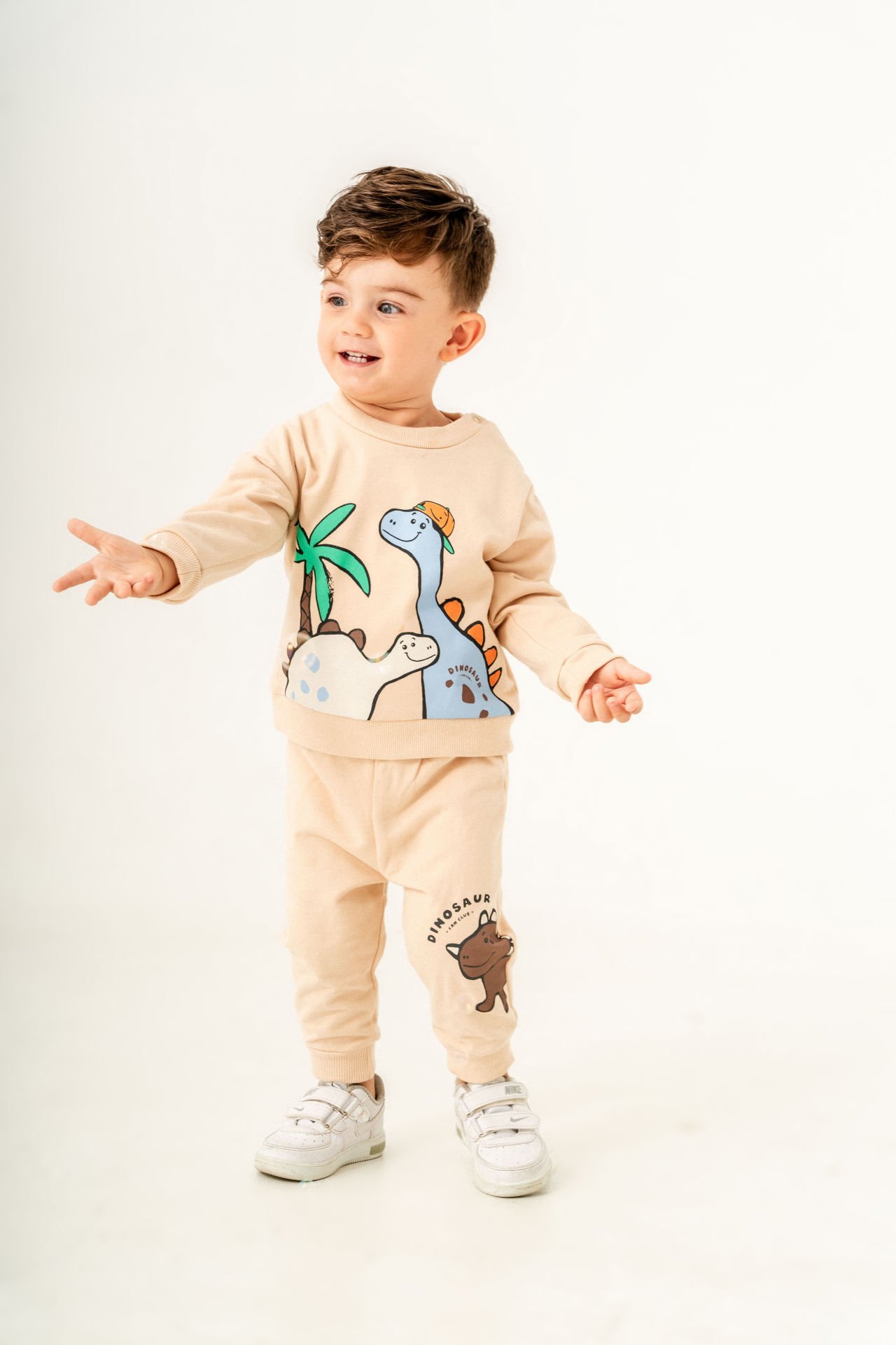 Dinozor Baskılı Erkek Bebek İkili Takım-0803