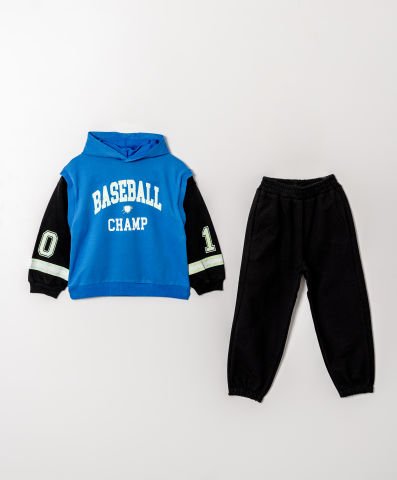 Tuffy Baseball Baskılı Kapüşonlu Erkek Çocuk İkili Takım-0917