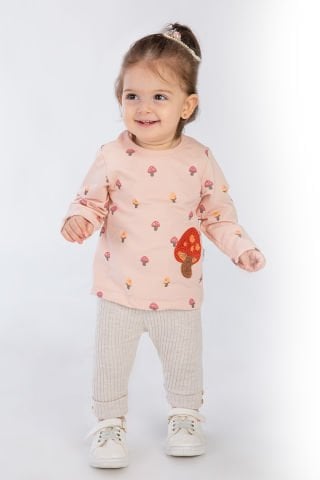 Tuffy Mantar Detaylı Kız Bebek İkili Takım-01002