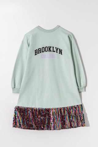 Tuffy Brooklyn Baskılı Pullu Kız Çocuk Elbise - 6617