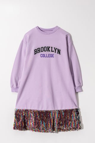 Tuffy Brooklyn Baskılı Pullu Kız Çocuk Elbise - 6617