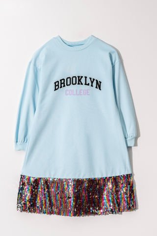 Tuffy Brooklyn Baskılı Pullu Kız Çocuk Elbise - 6617