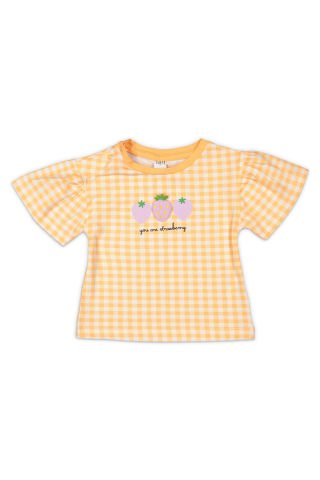 Tuffy Çilek Detaylı Pitikareli Kız Bebek T-Shirt-9012