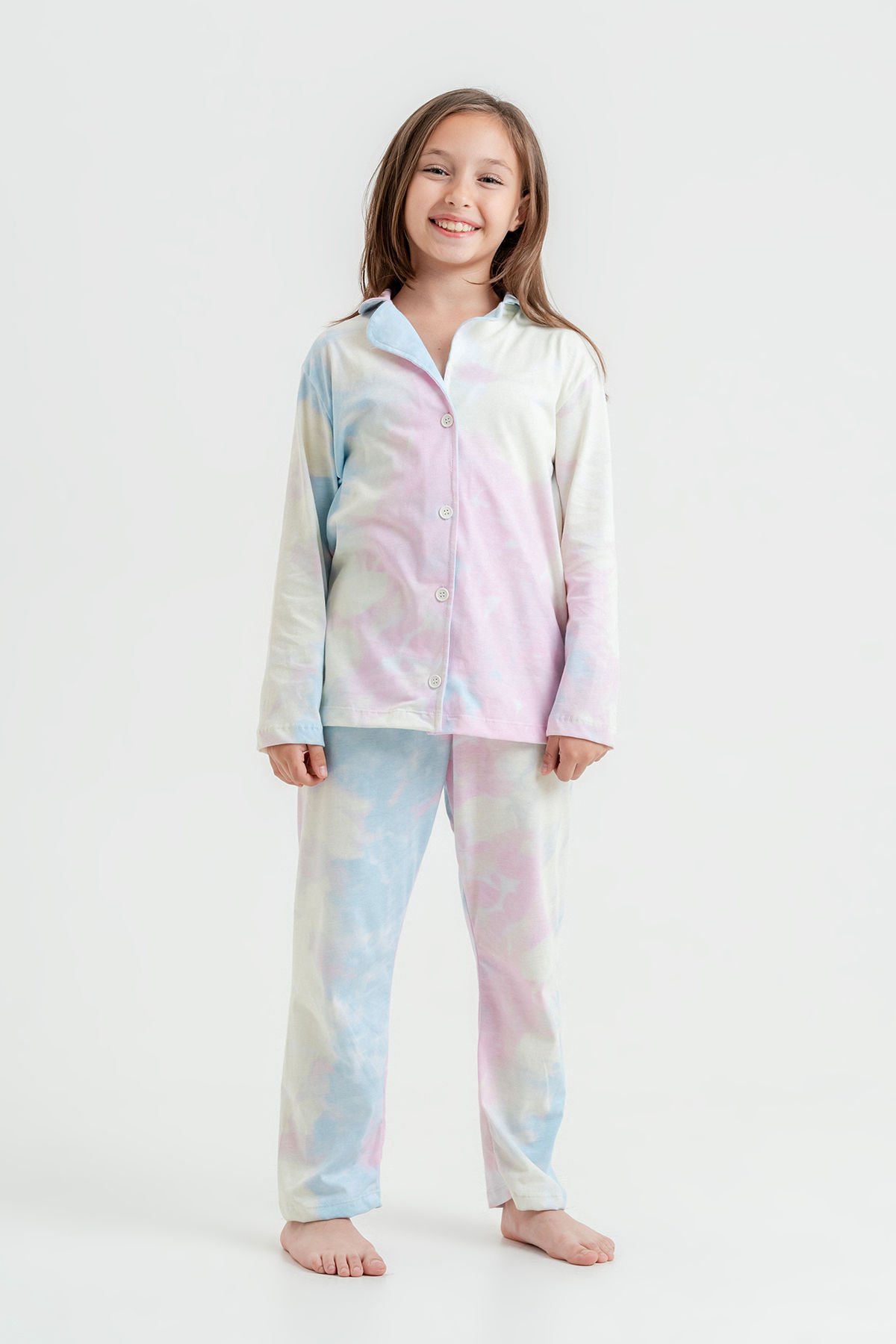 Tuffy Batikli Kız Çocuk İkili Pijama Takımı-1059