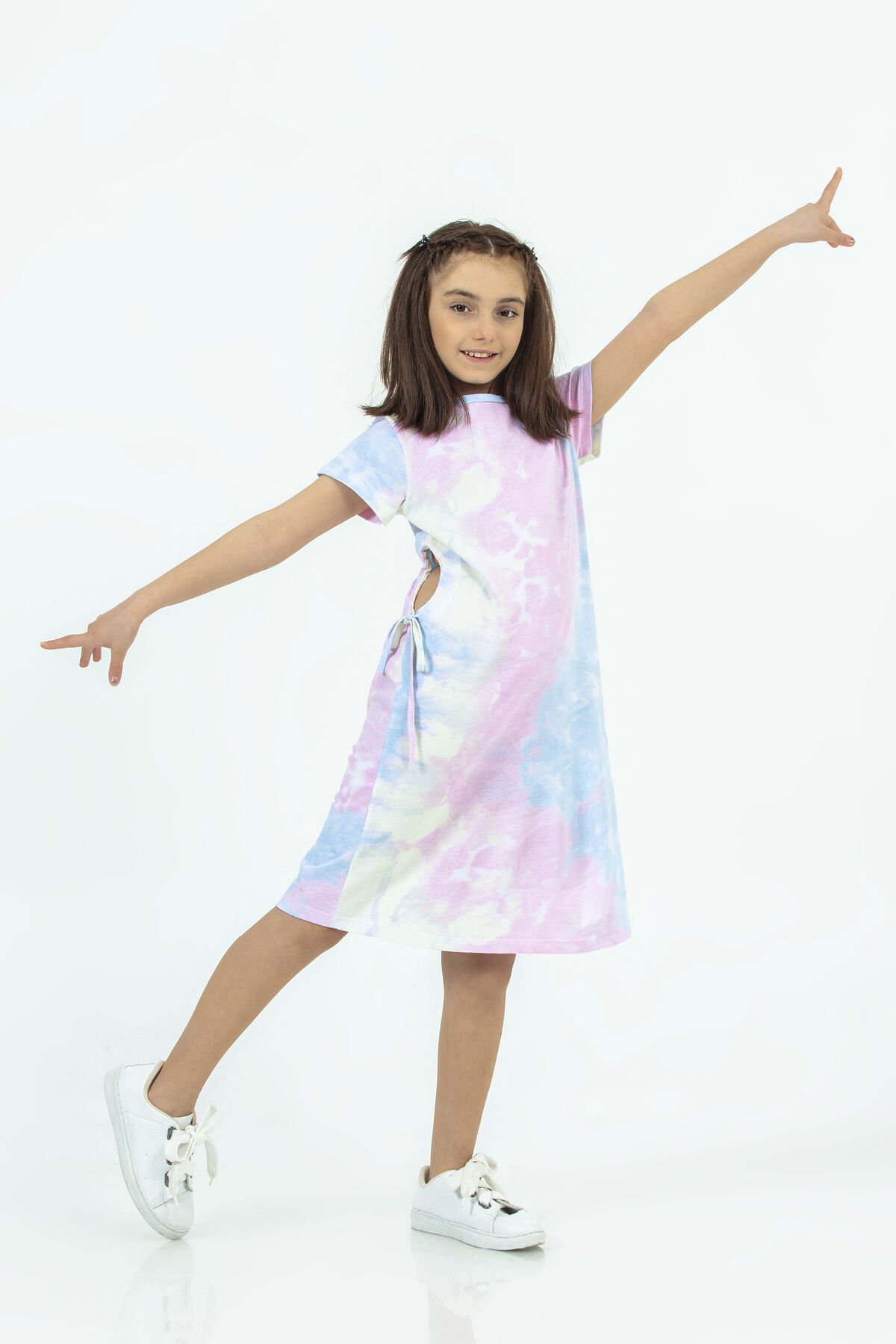 Tuffy Batik Renk Detaylı Kız Çocuk Elbise-9666