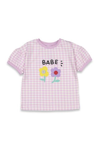 Tuffy Ayçiçek Nakışlı Pitikareli Kız Çocuk T-Shirt-9064