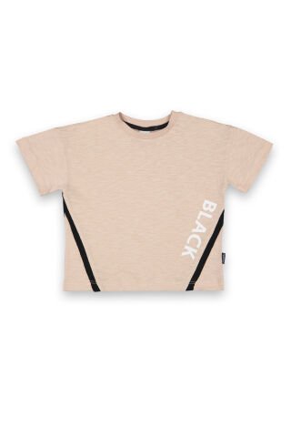 Tuffy Black-White Baskılı Şeritli Erkek Çocuk T-Shirt-8061