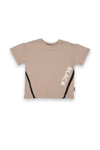 Tuffy Black-White Baskılı Şeritli Erkek Çocuk T-Shirt-8061