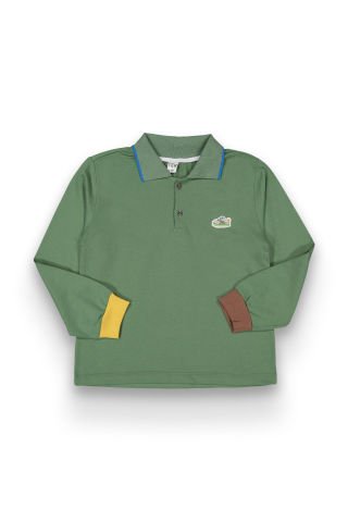 6-18 Ay Erkek Bebek Düğme Detaylı Polo Yaka Sweatshirt-401