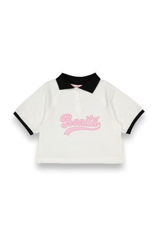 Tuffy Bonita Baskılı Yaka Detaylı Kız Çocuk T-Shirt-9101