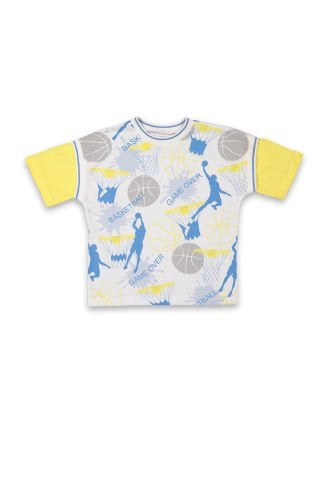 Tuffy Basketball Temalı Renkli Kol Detaylı Erkek Çocuk T-Shirt-8116