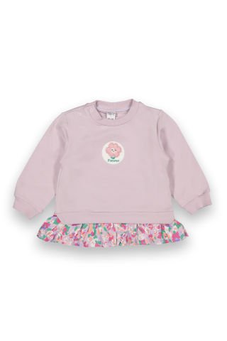 6-18 Ay Kız Bebek Çiçek İşlemeli Etek Detaylı Sweatshirt-13