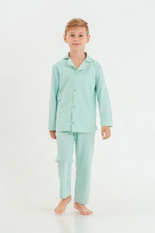 Tuffy Çizgi Şerit Detaylı Erkek Çocuk İkili Pijama Takımı-1060