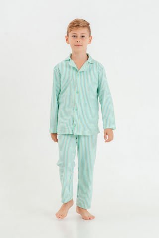 Tuffy Çizgi Şerit Detaylı Erkek Çocuk İkili Pijama Takımı-1035