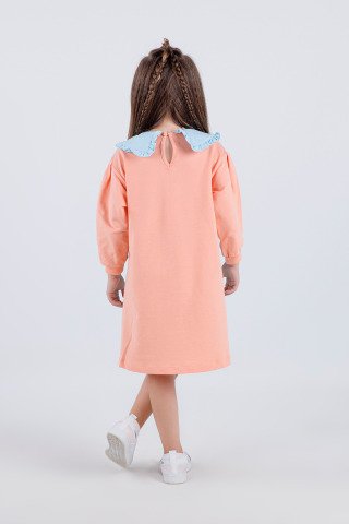 Tuffy Yakalı Kız Çocuk Elbise-6563