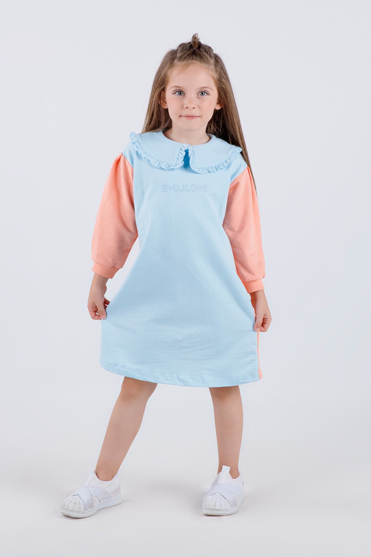 Tuffy Yakalı Kız Çocuk Elbise-6563