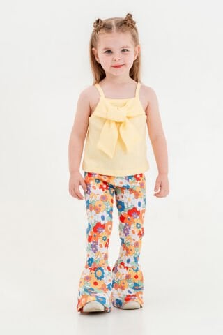 Tuffy Renkli Çiçek Temalı Kız Çocuk Taytlı İkili Takım-1251