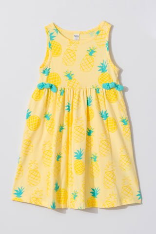 Tuffy Renkli Desenler Temalı Kız Çocuk Elbise-1057
