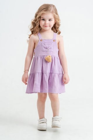 Tuffy Askılı Teddy Ayıcık Detaylı Kız Bebek Elbise-1208